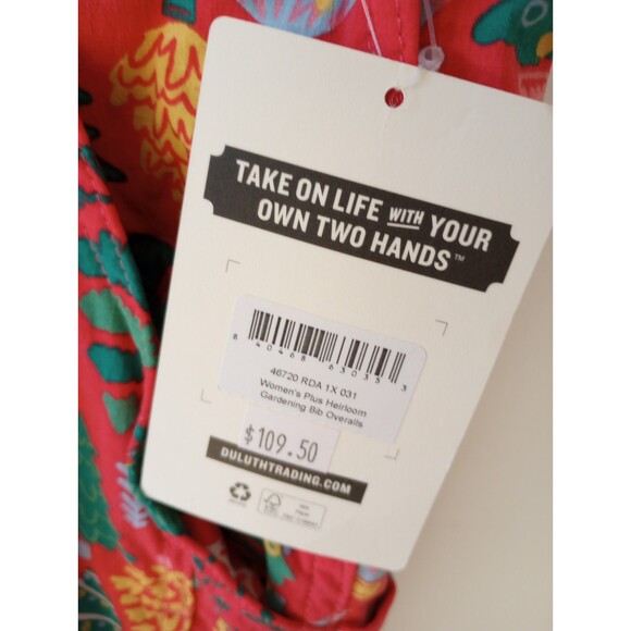 Duluth Trading 1Xx31 Heirloom Gardening Bib Overalls NWT Orange Christmas Trees - Picture 3 of 5